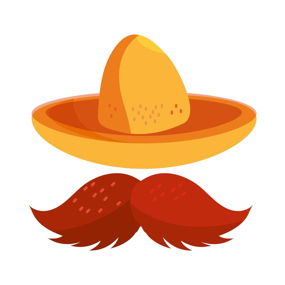 chapéu e bigode cinco de mayo vetor