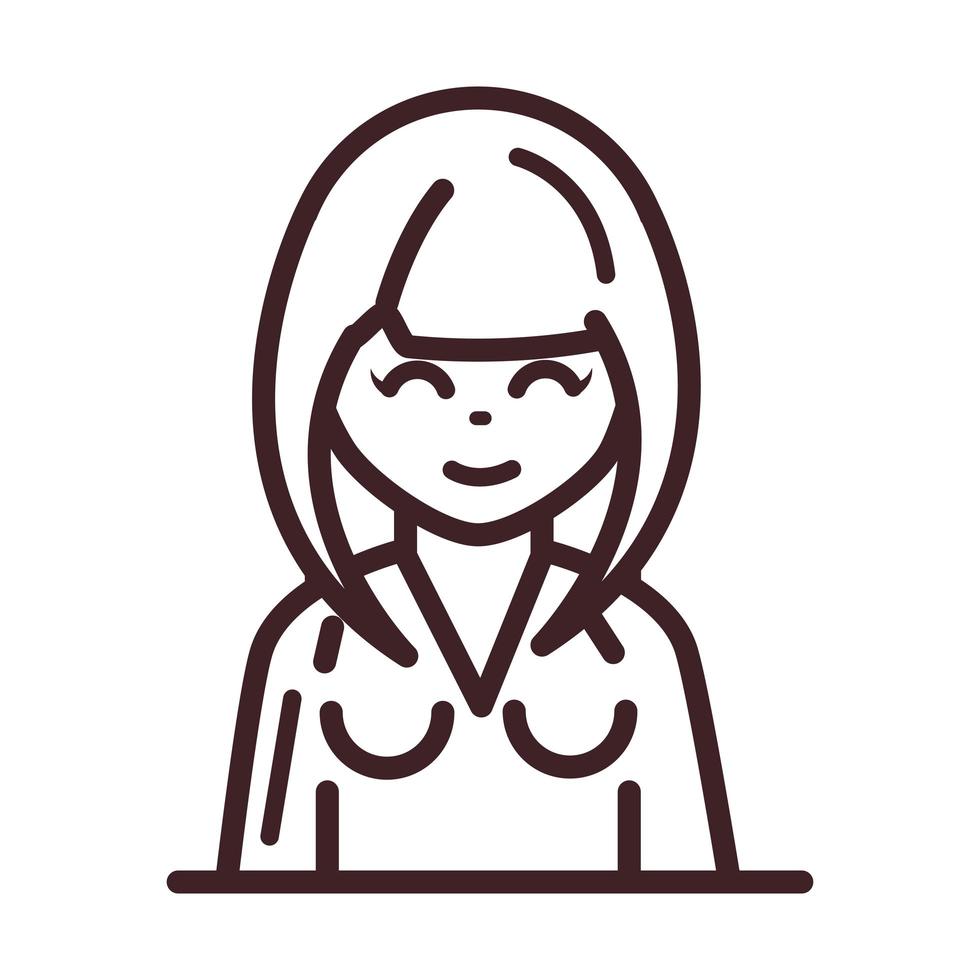 avatar mulher personagem feminina retrato cartoon ícone de estilo de linha vetor