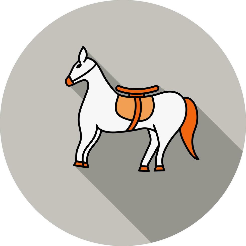 cavalo com selim ícone dentro laranja e branco cor. vetor