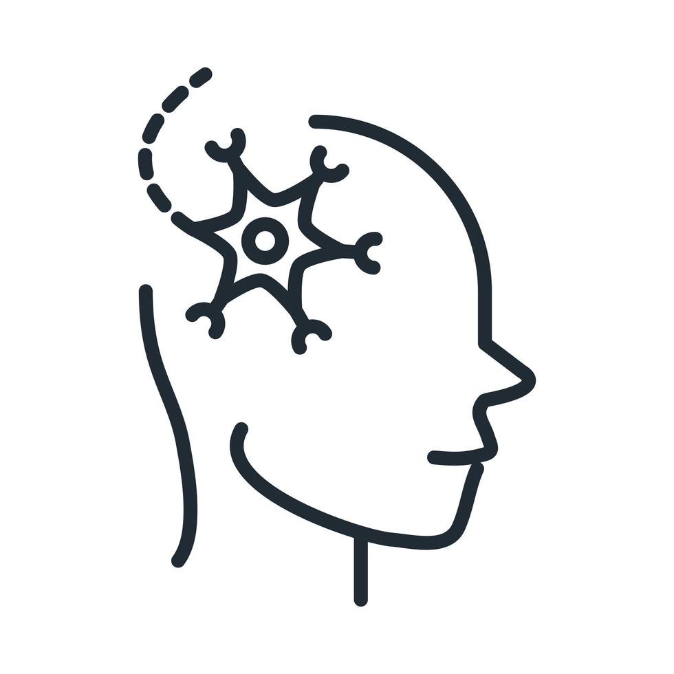 ícone de estilo de linha de neurônios de células cerebrais neurológicas doença de Alzheimer vetor