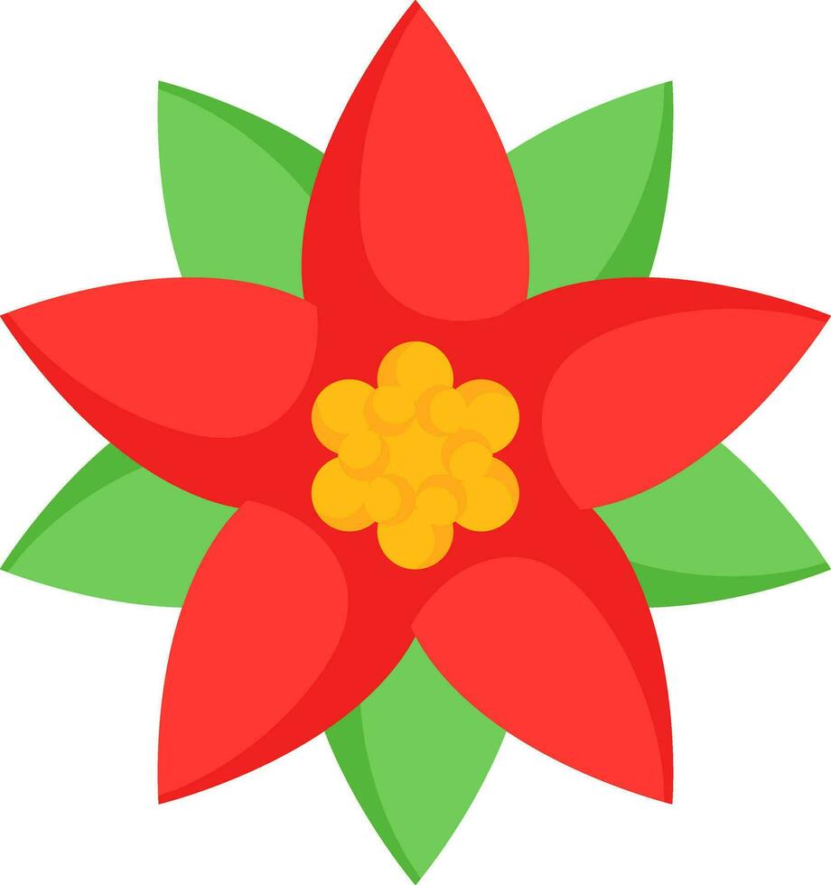 poinsétia flor com folhas ícone dentro vermelho e verde cor. vetor