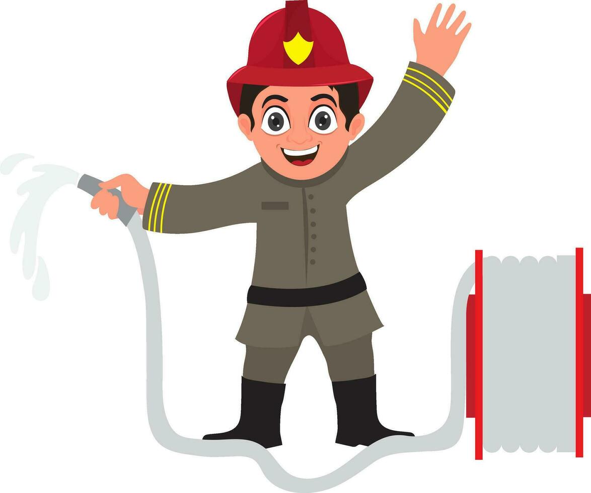 desenho animado personagem do uma bombeiro. vetor