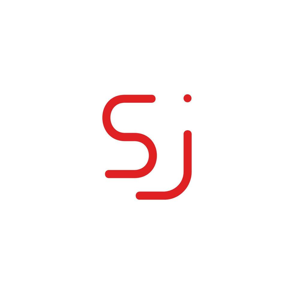 carta sj fino linha simples ponto logotipo vetor