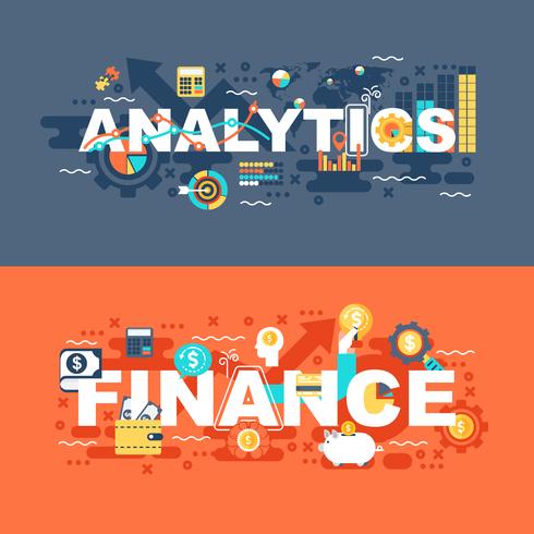 Analytics e Finanças conjunto de conceito plana vetor