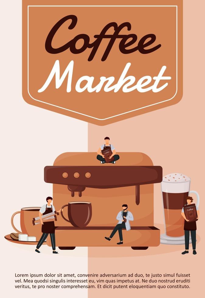 modelo de vetor plano de cartaz do mercado de café