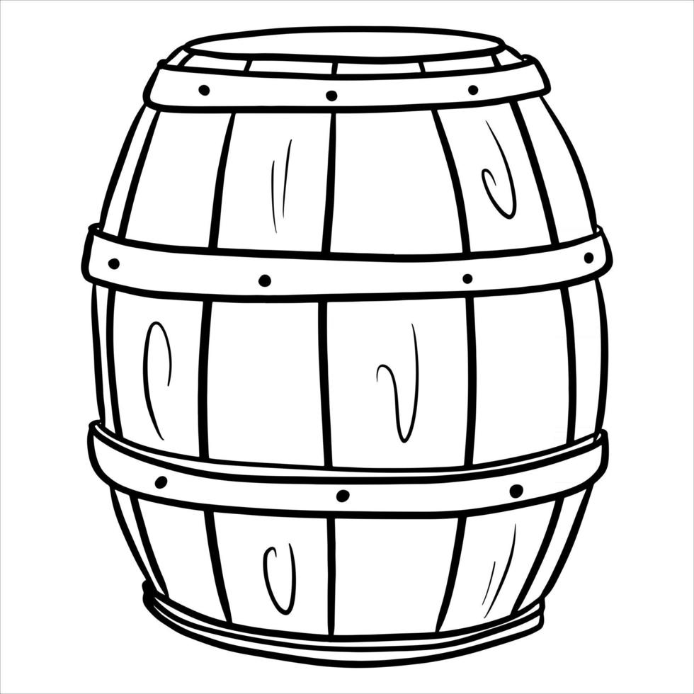 barril para vinho ou cerveja barril de madeira armazenamento de álcool estilo cartoon vetor