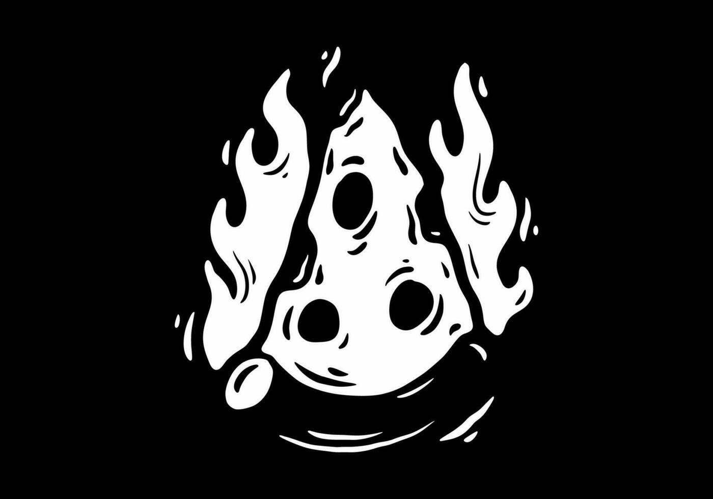 ilustração tatuagem do uma fatia pizza com fogo vetor