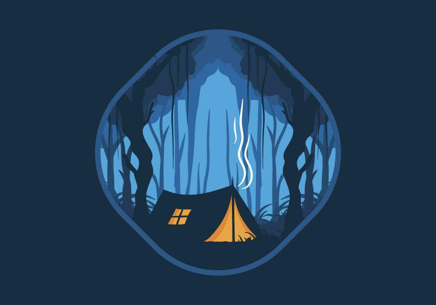 colorida plano ilustração do acampamento dentro a selva vetor