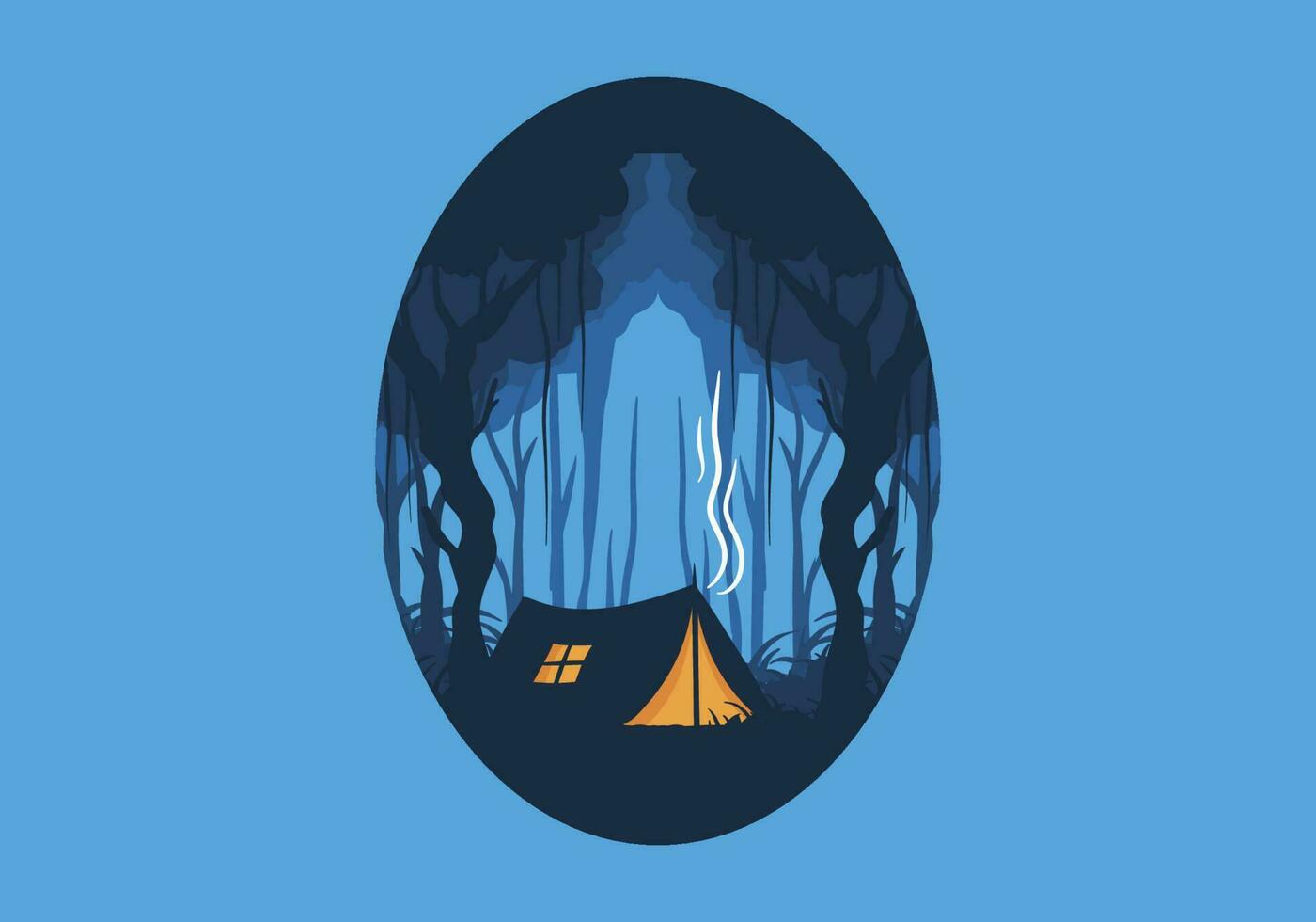 acampamento barraca dentro uma denso floresta plano ilustração vetor