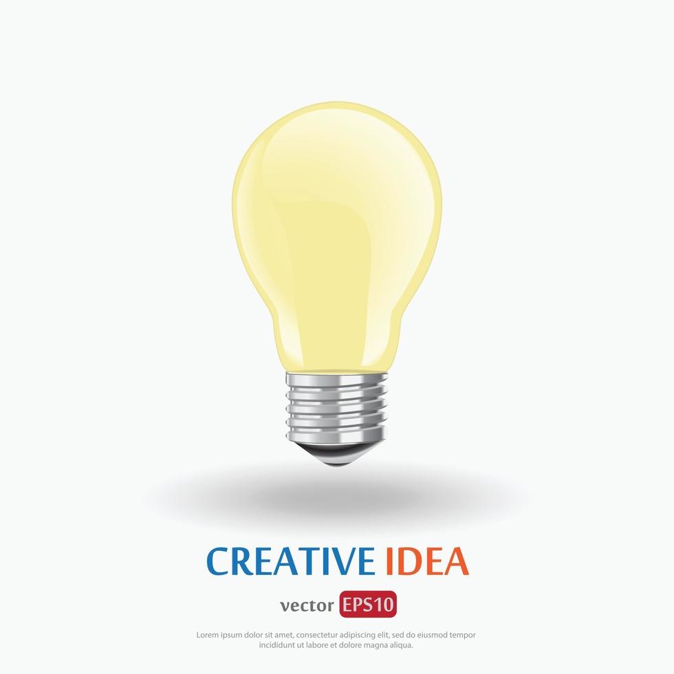 modelo de conceitos criativos e de inspiração de lâmpada na ilustração em vetor eps10 de fundo branco