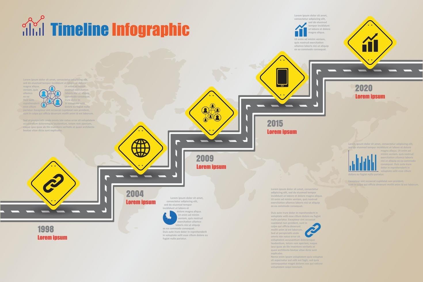 infográfico de cronograma de roteiro de negócios com ponteiro projetado para abstrato modelo de marco elemento diagrama moderno processo tecnologia digital marketing dados apresentação gráfico ilustração vetorial vetor