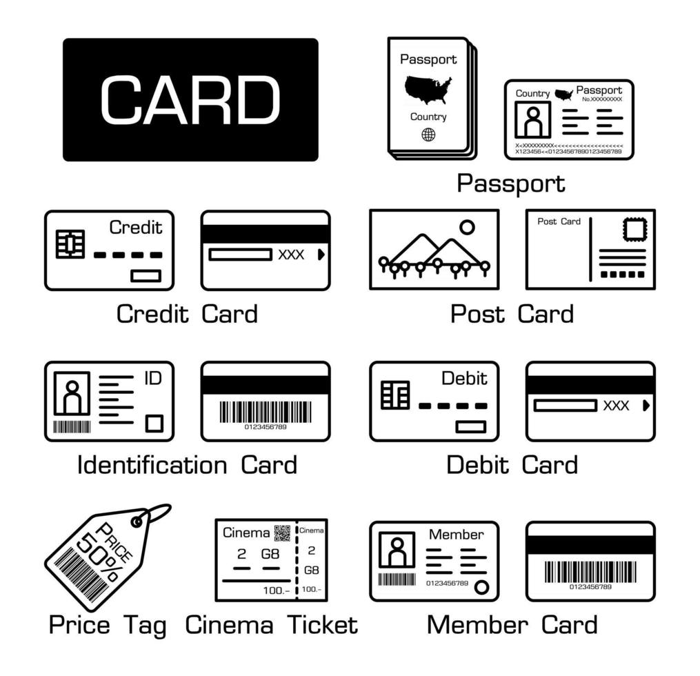 conjunto de cartões eletrônicos e outros cartões vetor