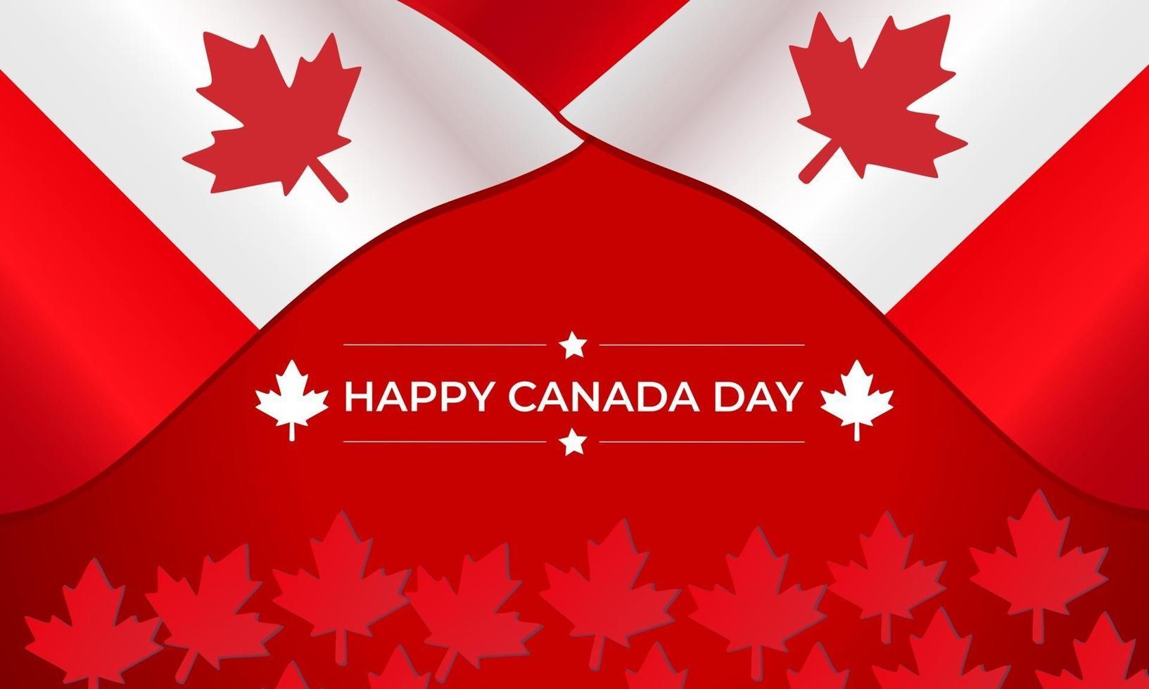 modelo de banner do dia do Canadá com folhas de bordo e bandeira do Canadá vetor