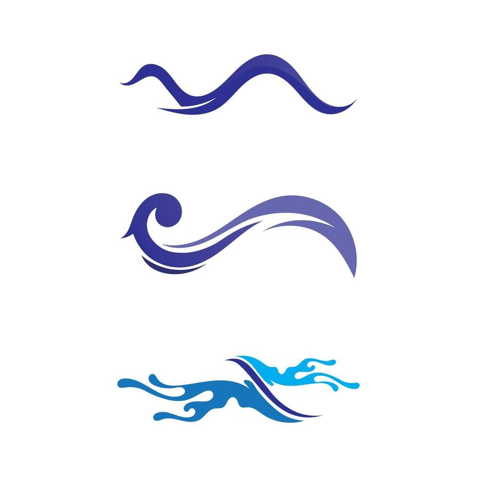 ícones do logotipo e do modelo dos símbolos da praia das ondas app azul vetor