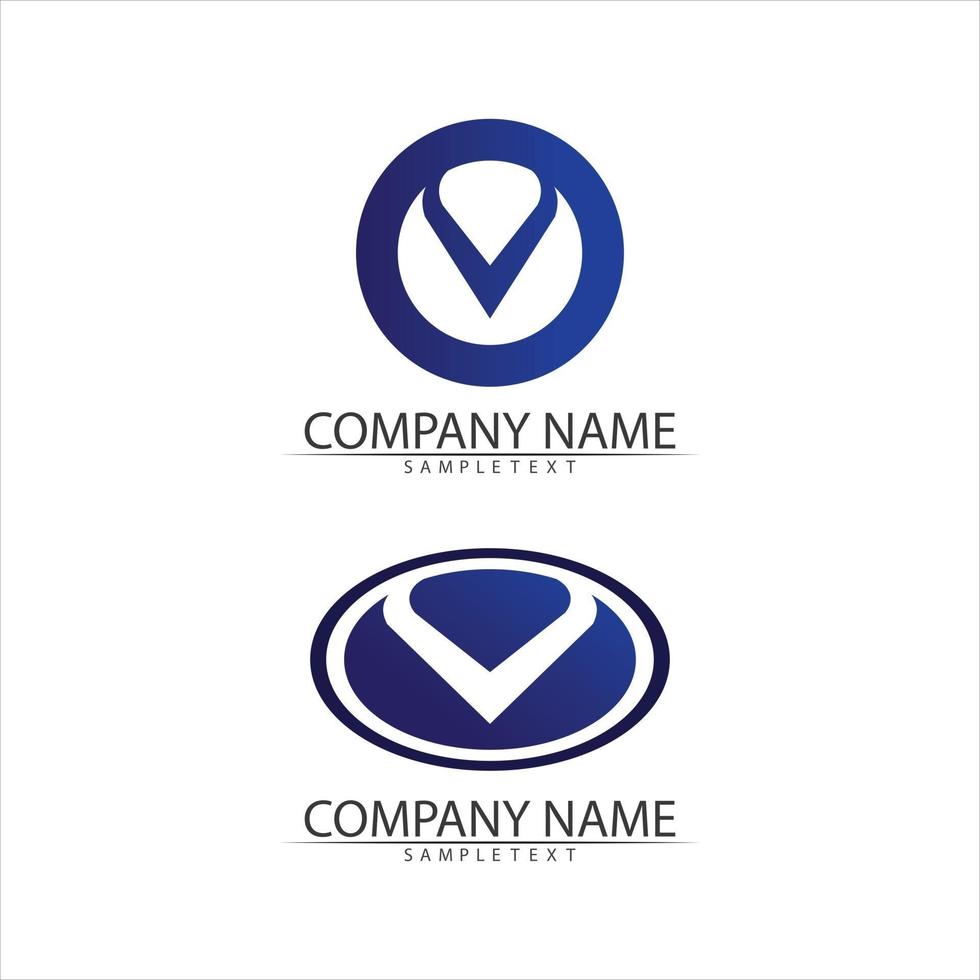 modelo de logotipo de letra v vetor logotipo azul v fonte para negócios