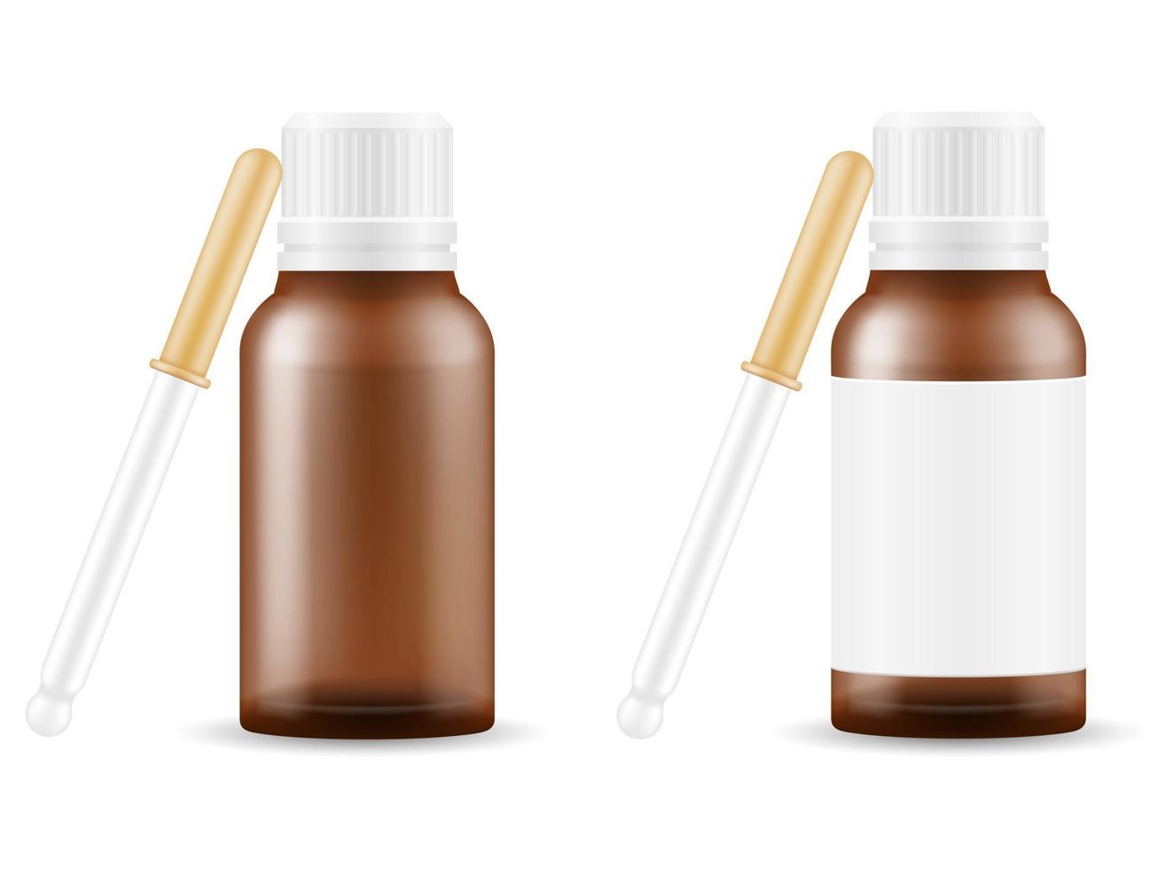 gotas médicas em uma garrafa de vidro para o tratamento de doenças modelo vazio ilustração vetorial de estoque em branco isolada no fundo branco vetor