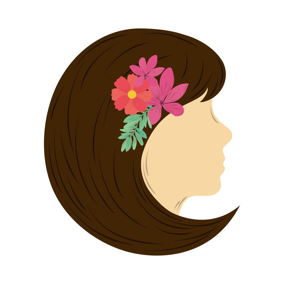 dia da mulher chefe mulher com flores no cabelo vetor