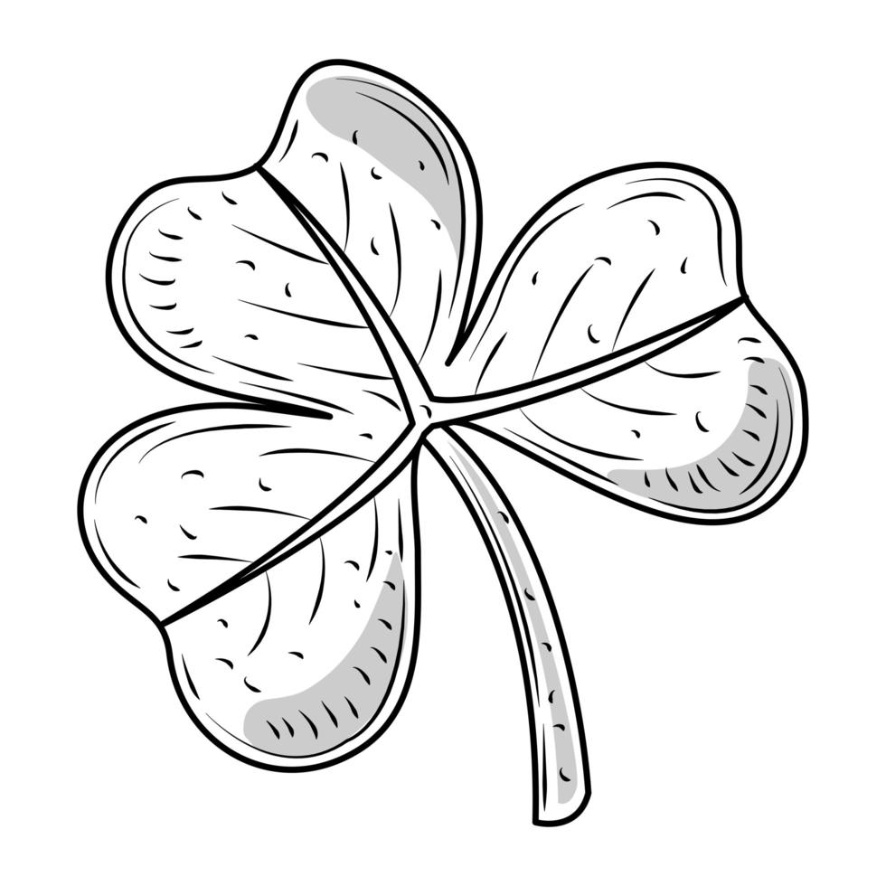 esboço do ícone das folhas da planta da natureza do trevo isolado vetor