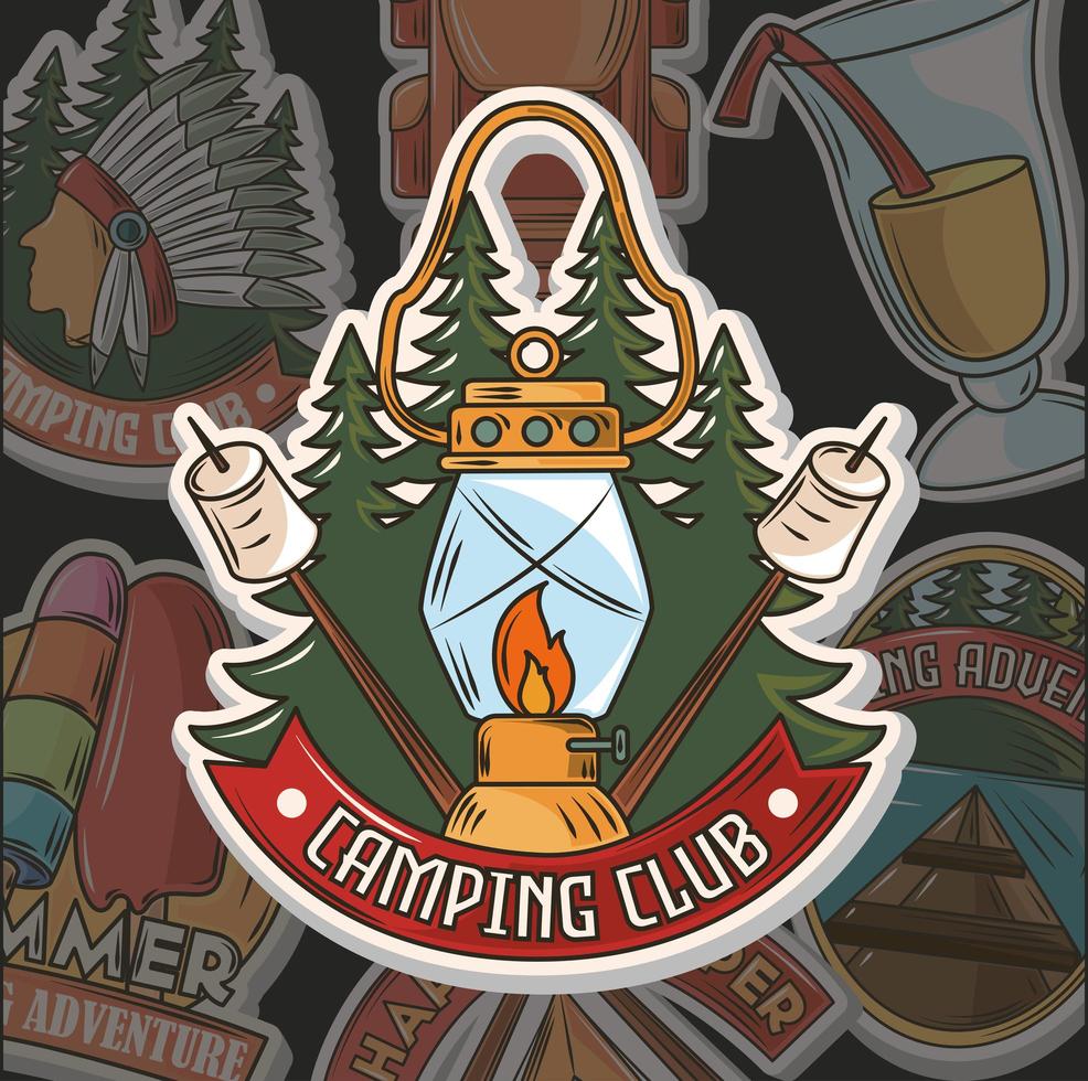 patch clube de acampamento vetor