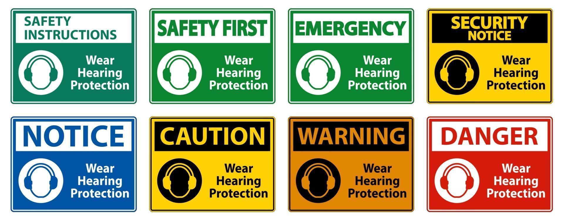 usar sinal de proteção auditiva em fundo branco vetor