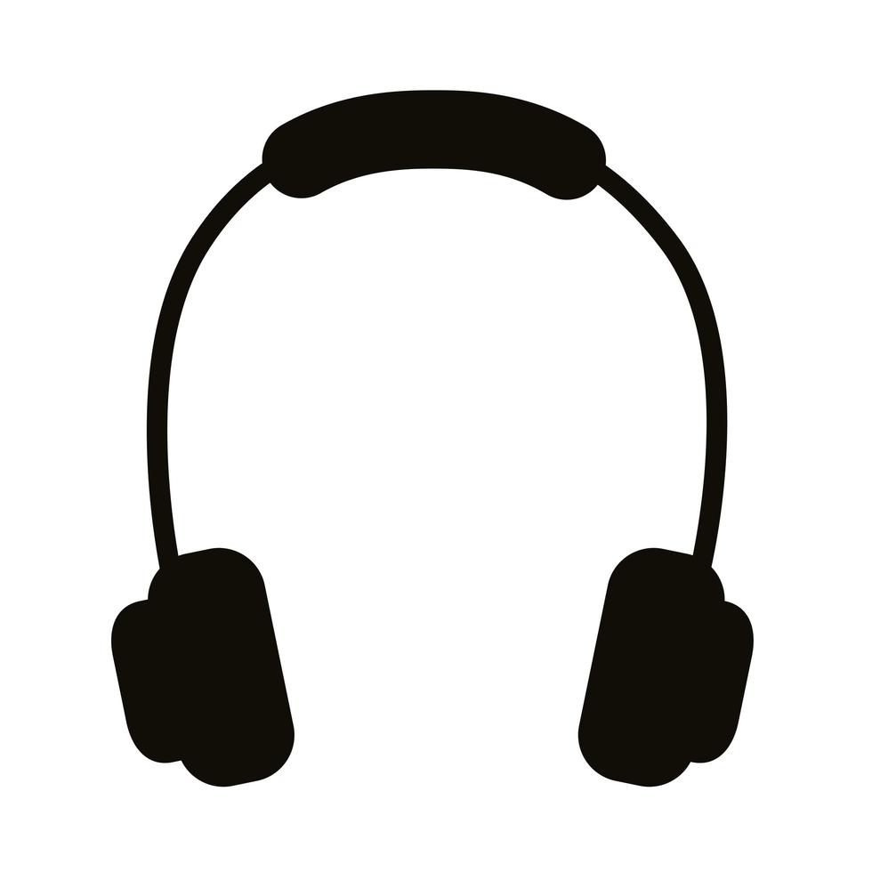 fone de ouvido ícone de estilo de silhueta de dispositivo de áudio vetor