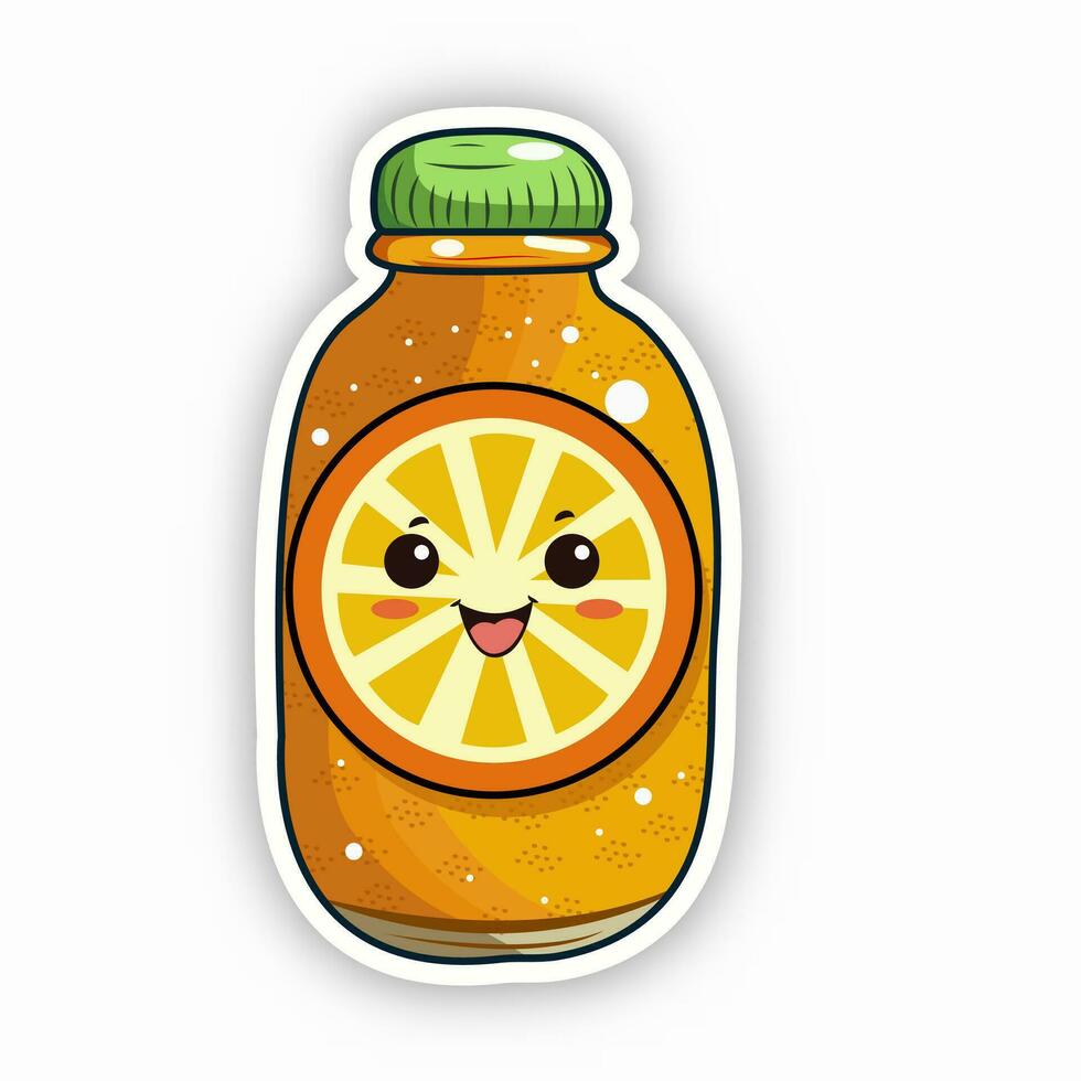 adesivo estilo engraçado laranja garrafa desenho animado elemento. vetor