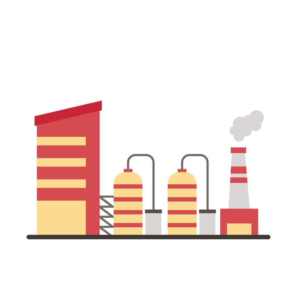 ícones de estilo simples de chaminés e edifícios de fábricas da indústria vetor