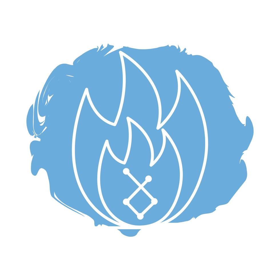 ícone de estilo de bloco do símbolo do zodíaco da chama de fogo vetor