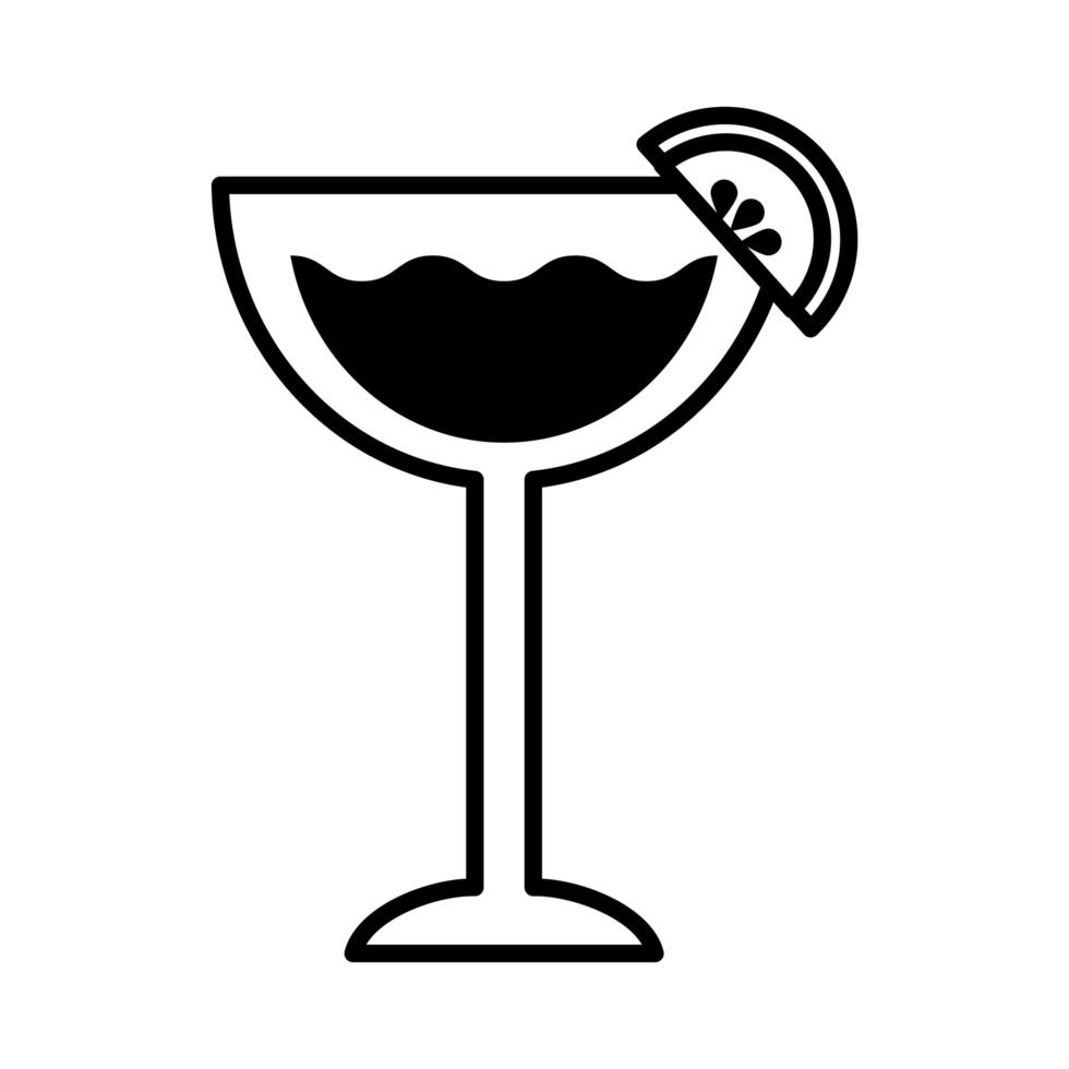 copo com bebida de coquetel e ícone de estilo de linha de toranja vetor