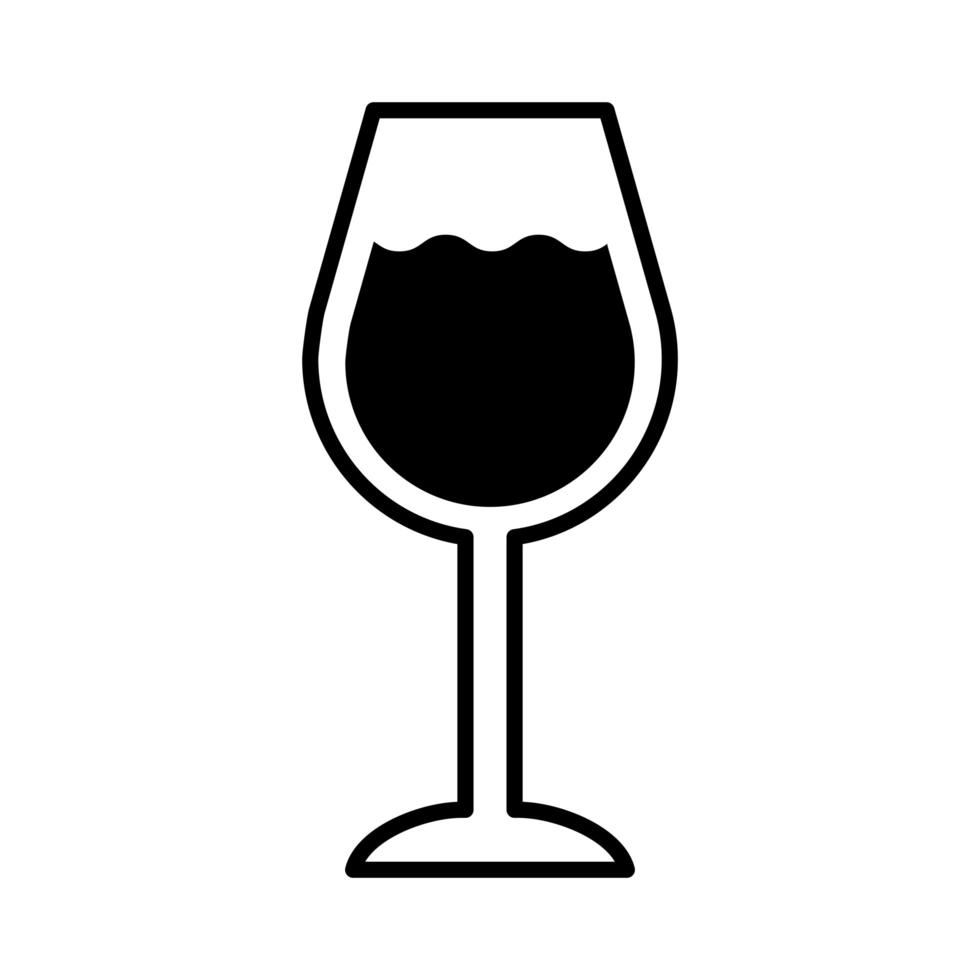 copo de vinho com ícone de estilo de linha de bebida vetor