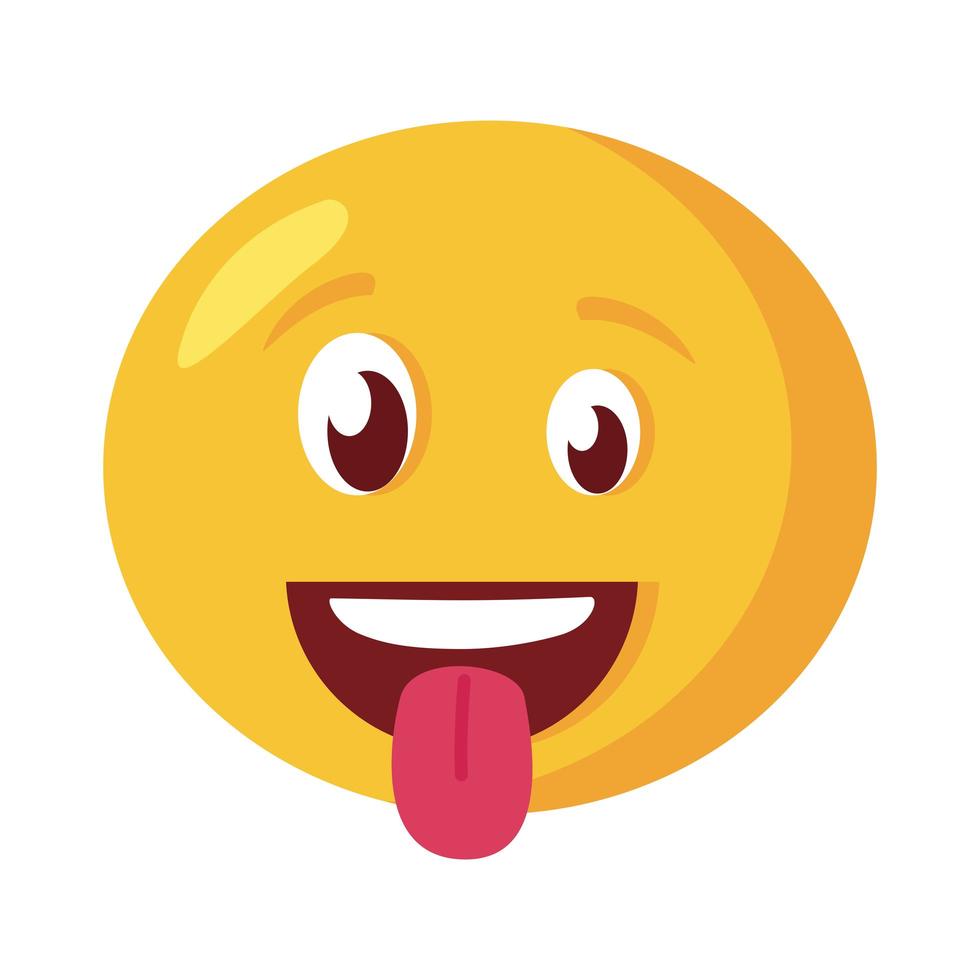 cara de emoji maluca com ícone de estilo plano com língua de fora vetor