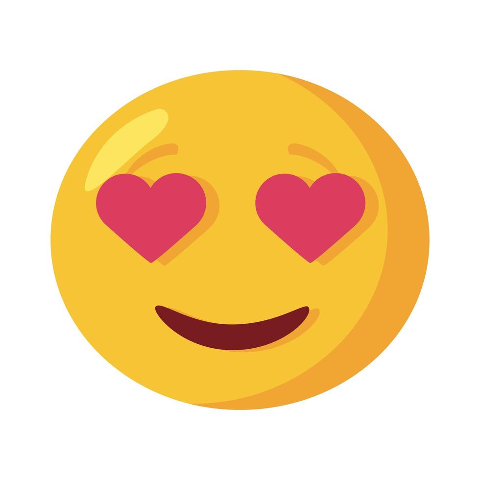 ícone de estilo plano clássico coração olhos emoji rosto vetor