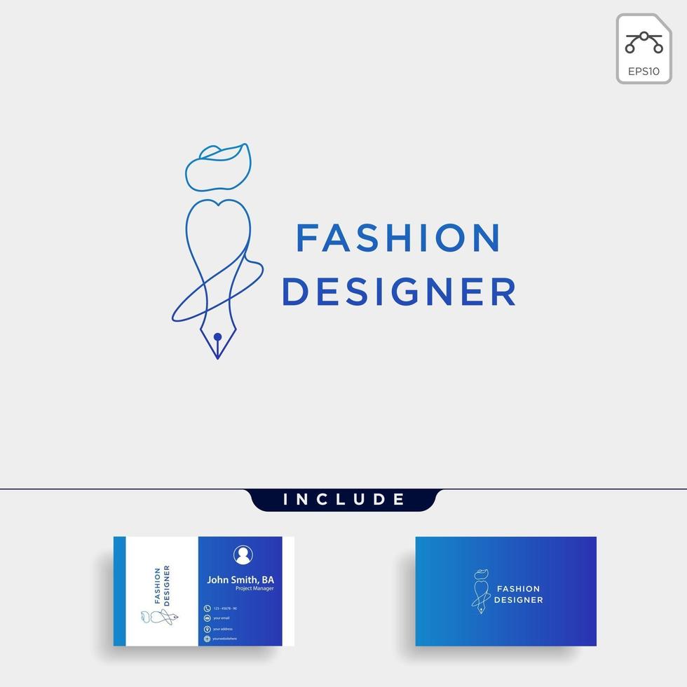 escritor ou designer de moda em linha simples logotipo modelo vetorial ilustração ícone elemento vetor