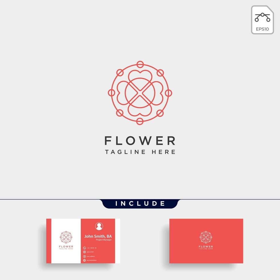 flor floral linha beleza premium simples logotipo modelo vetor ícone elemento