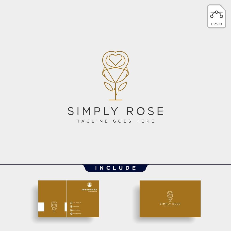 modelo de logotipo simples flor floral linha beleza premium com cartão de visita vetor