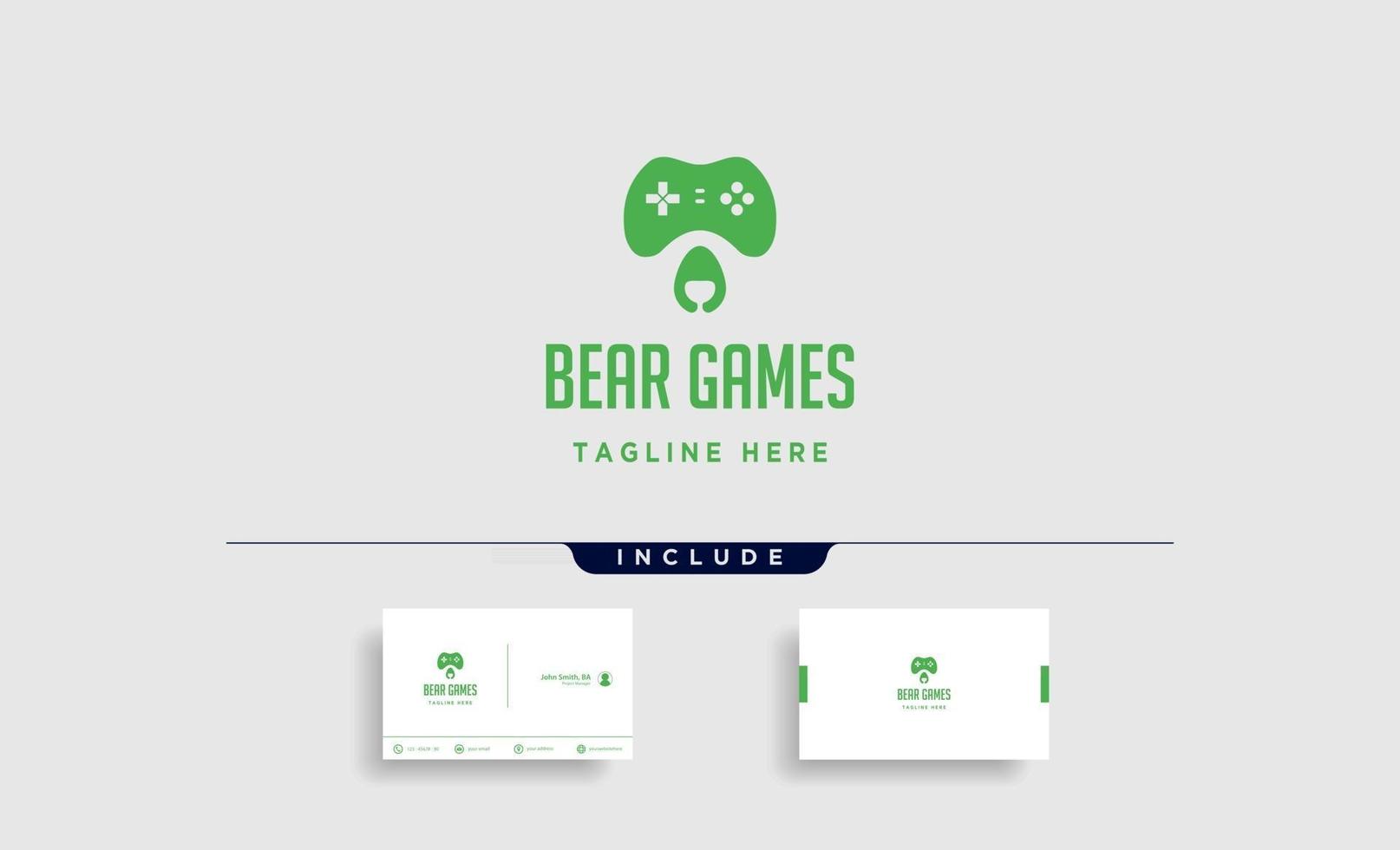 modelo de design de logotipo de jogo de urso vetor de controlador de conceito