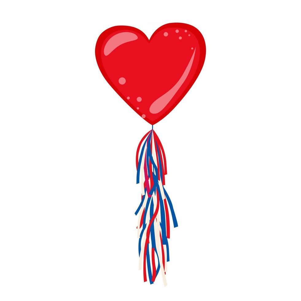 balões em forma de coração com os Estados Unidos da América e ilustração vetorial de borlas em fundo transparente vetor