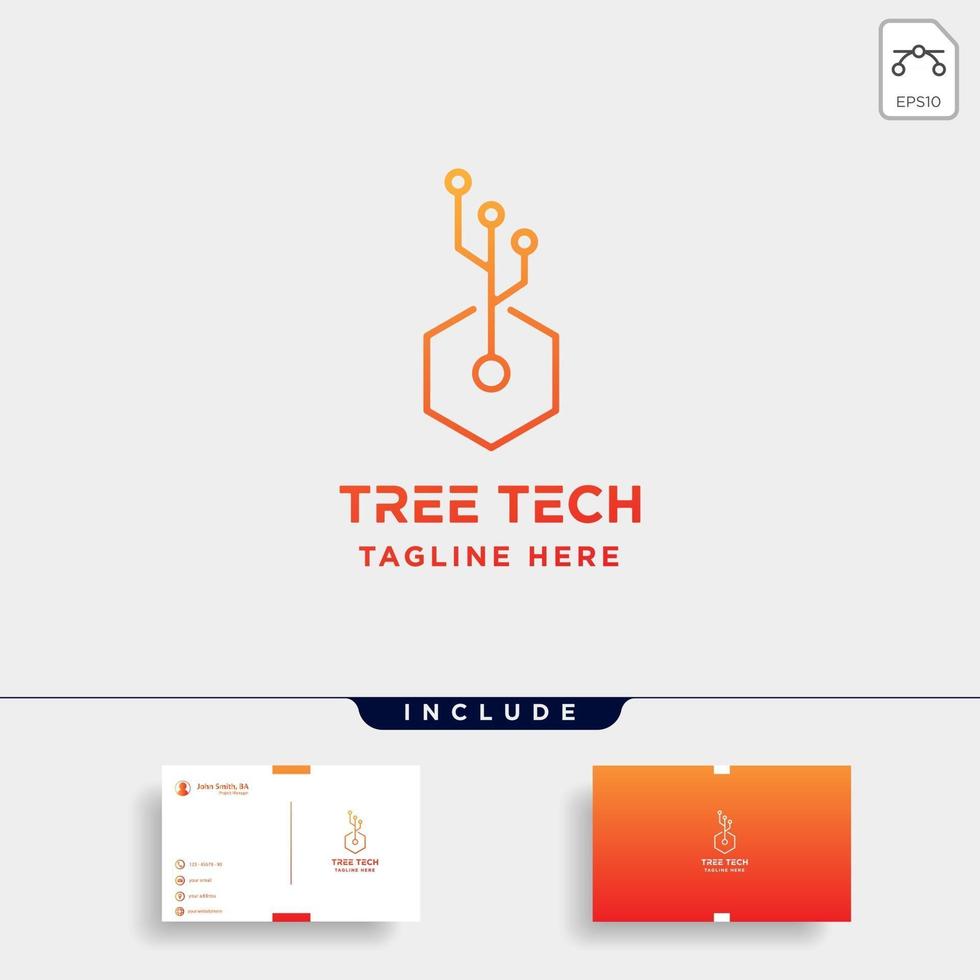 ilustração em vetor design de logotipo de tecnologia de árvore