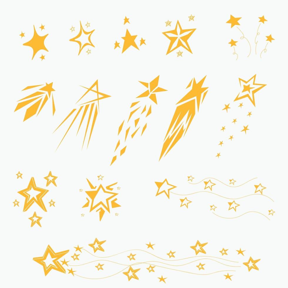 coleção de doodle de várias estrelas elementos cintilantes vetor