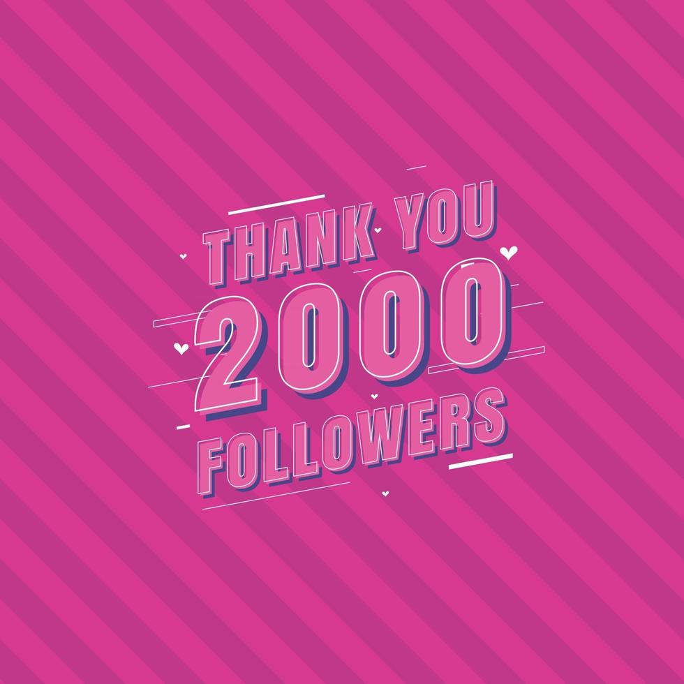 obrigado cartão comemorativo de 2.000 seguidores para 2 mil seguidores sociais vetor
