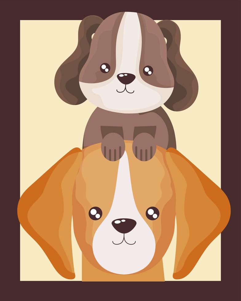 retrato de desenho animado de cachorrinhos fofos vetor