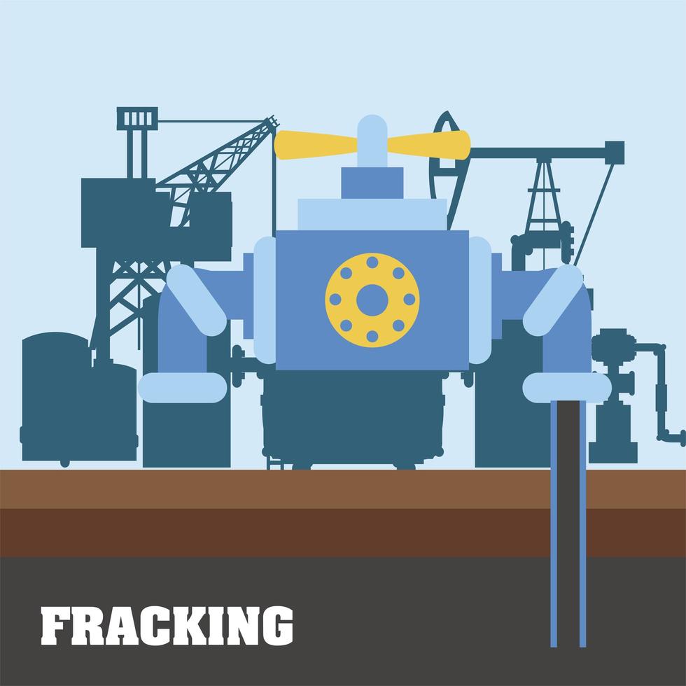 produção de tecnologia de combustível da indústria de fracking e perfuração de petróleo vetor