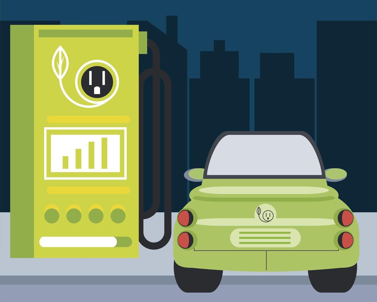 estação de eletromobilidade de carro elétrico zona ecológica de carregamento vetor