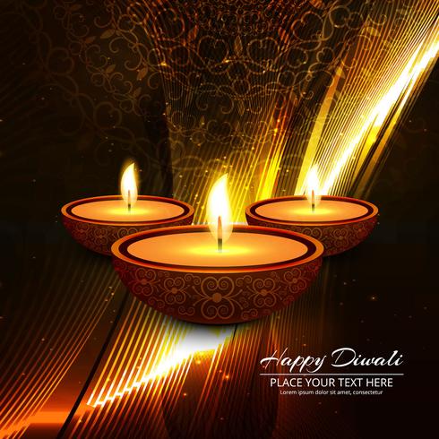 Feliz diwali diya óleo lâmpada festival fundo ilustração vetor