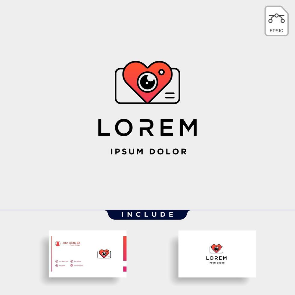 câmera amor logotipo modelo vetor símbolo design