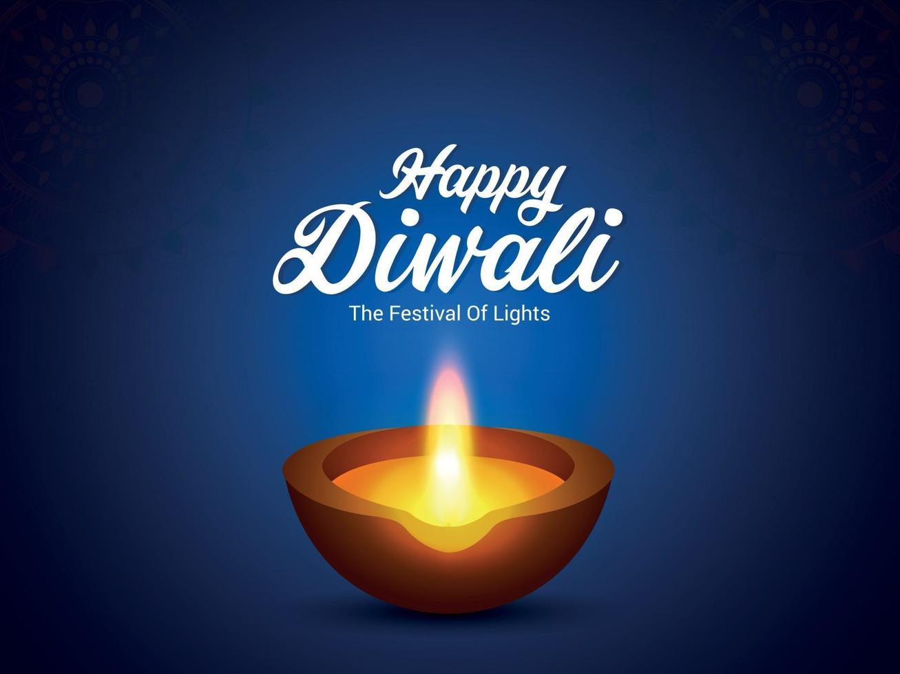 feliz celebração de fundo diwali com diwali diya no fundo criativo vetor