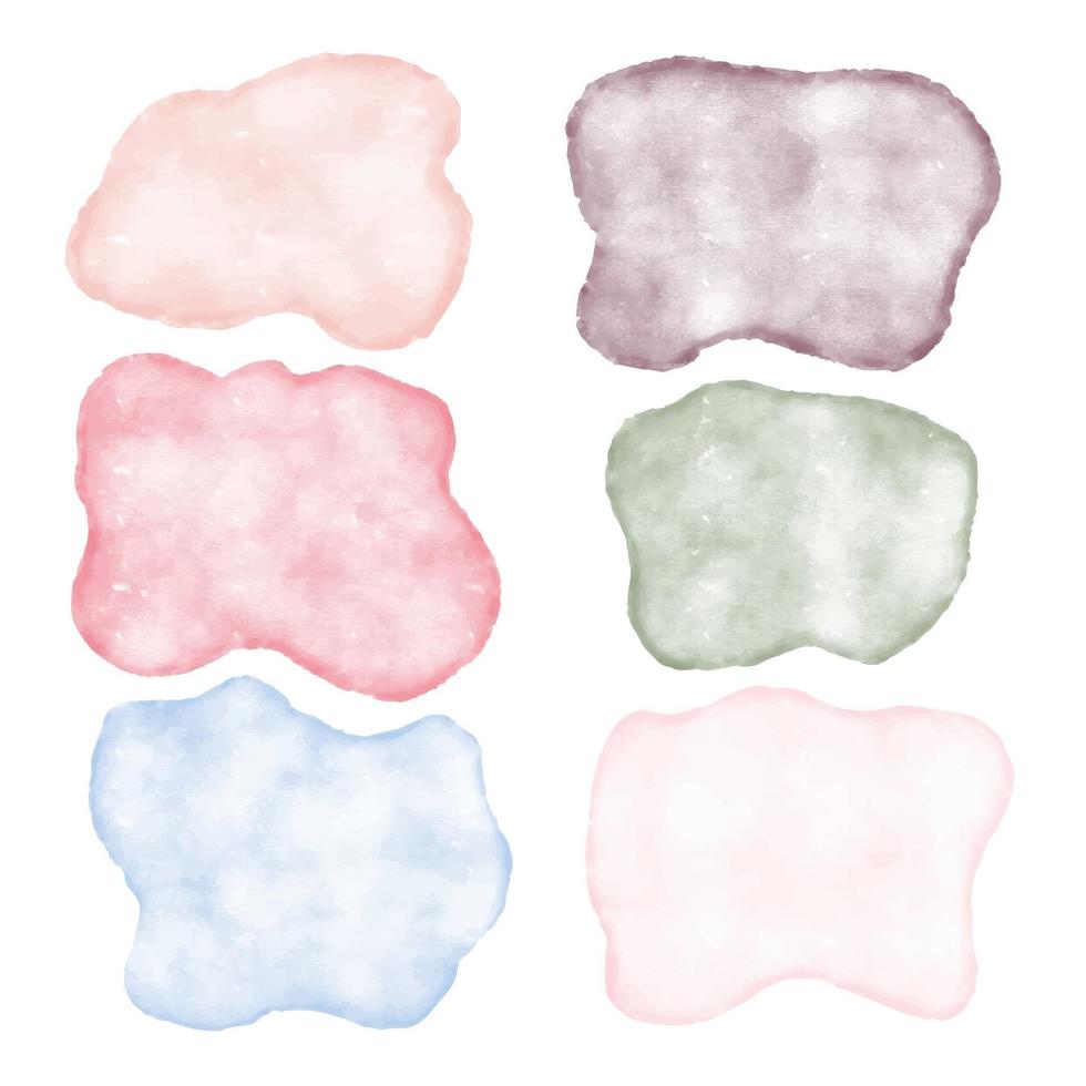 manchas de aquarela abstratas para o fundo isolado ilustração vetorial conjunto de fundos em cores pastel de aquarela vetor