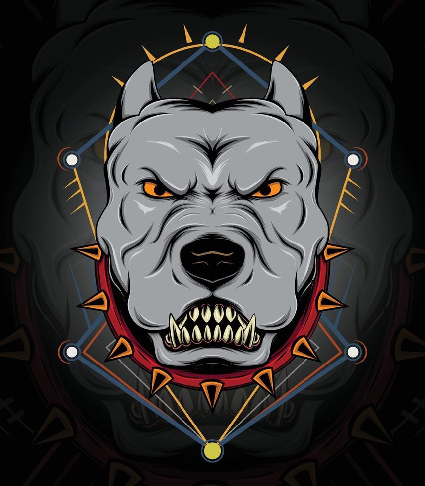 modelo de design de emblema de bulldog pitbull em design de logotipo de colarinho pontiagudo para equipe de esporte vetor