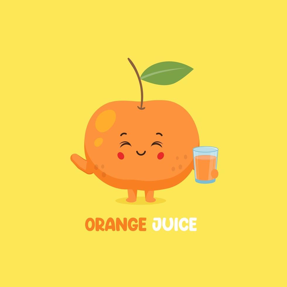 personagem de suco de laranja sorridente fofo vetor