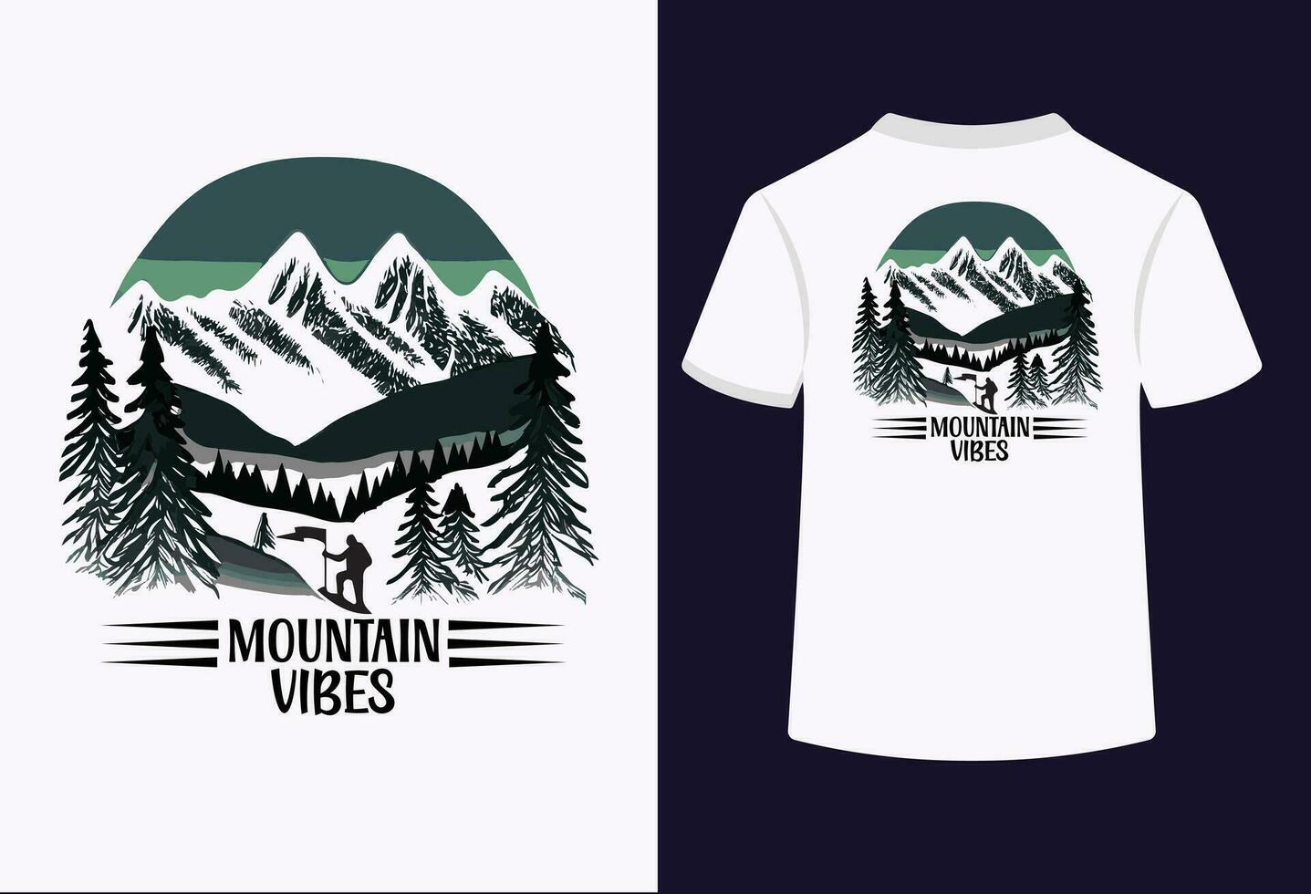 montanha vibrações tipografia camiseta Projeto vetor